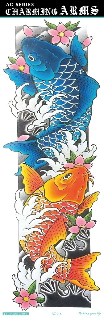 Environmental protection waterproof sweat lasting tattoo stickers personality fashion trend skull dragon carp owl full arm tattoo