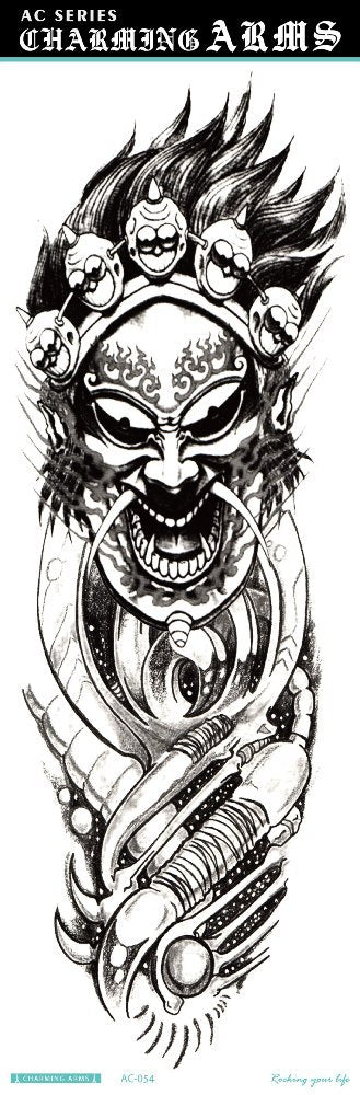 Environmental protection waterproof sweat lasting tattoo stickers personality fashion trend skull dragon carp owl full arm tattoo