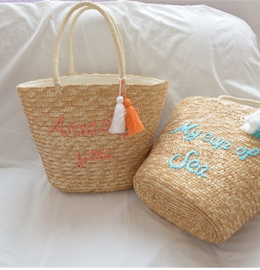 New Straw Woven Bag Summer Tassel Handbag Fashion Wild holiday Travel Large Capacity Female Bag