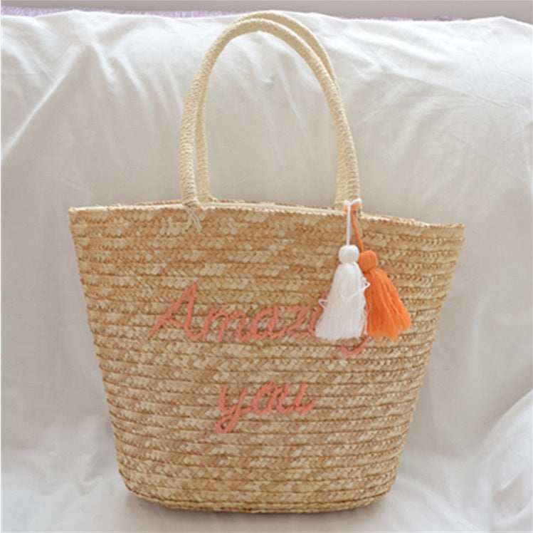 New Straw Woven Bag Summer Tassel Handbag Fashion Wild holiday Travel Large Capacity Female Bag