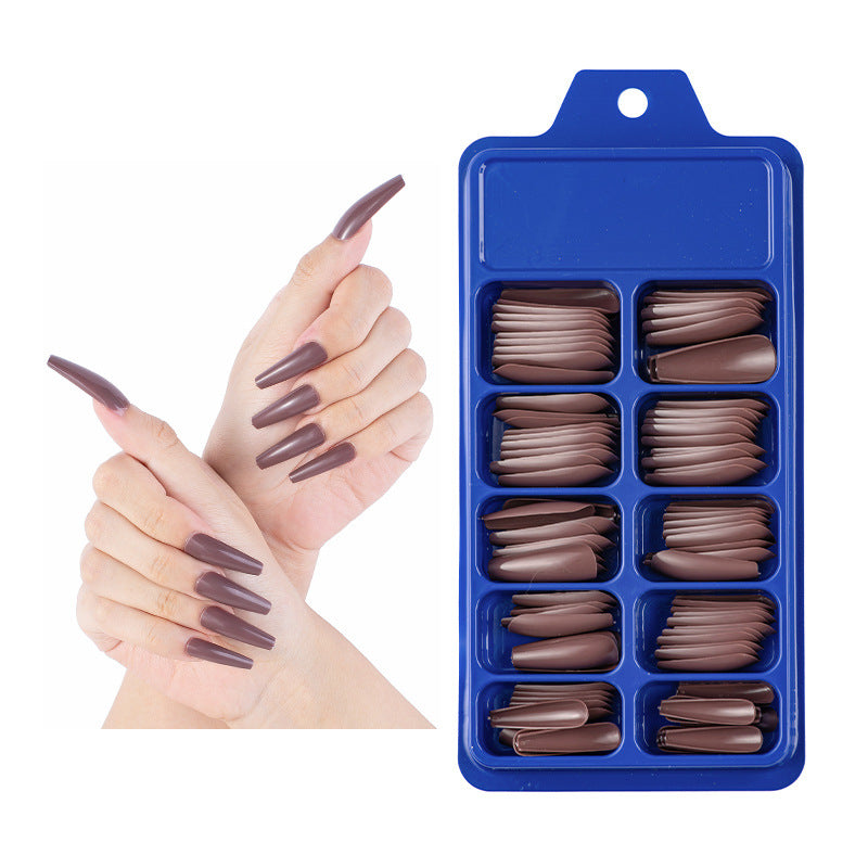 Small Blue Box Full Paste Ballet Fakenail Color Coffeepen Nail Solid Nail Patch