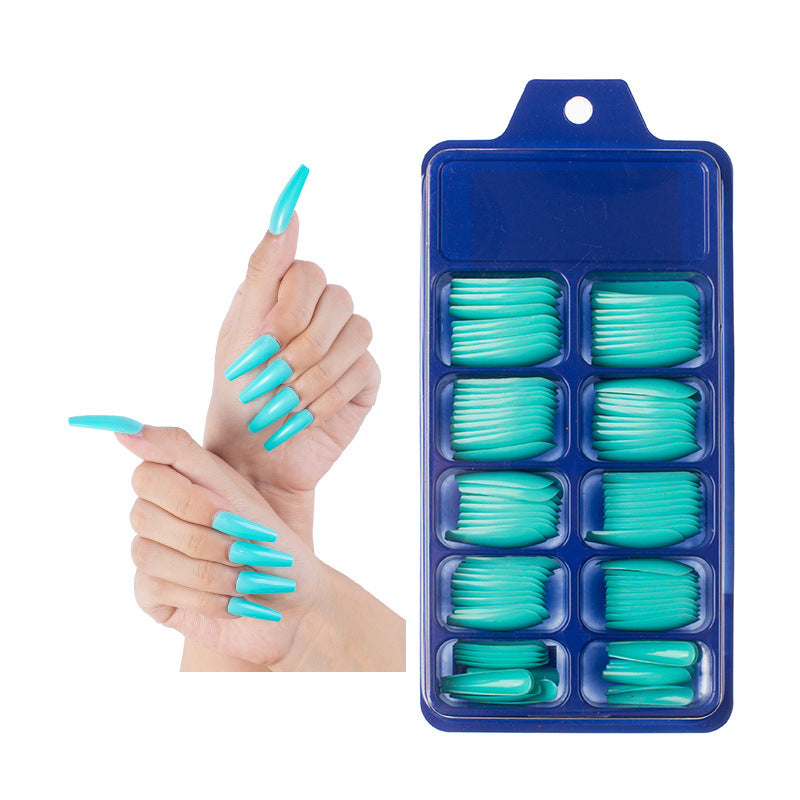 Small Blue Box Full Paste Ballet Fakenail Color Coffeepen Nail Solid Nail Patch