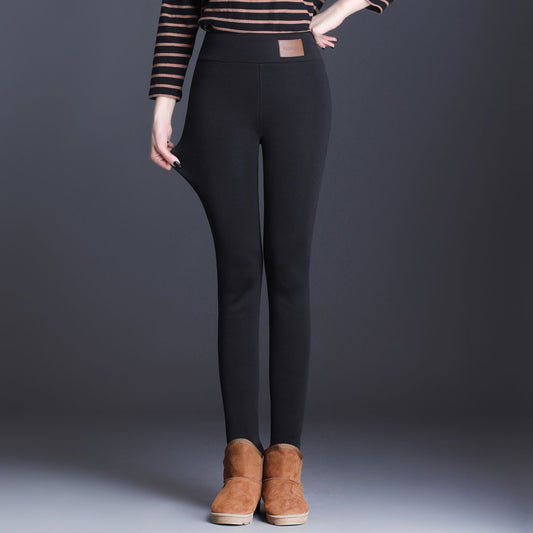 Ekstra Tykke Lamb Velvet Leggings Til Kvinder Til Yderbrug Plus Fløjl Fortykning Stræk Til Store Størrelser Til Øget Varmebukser