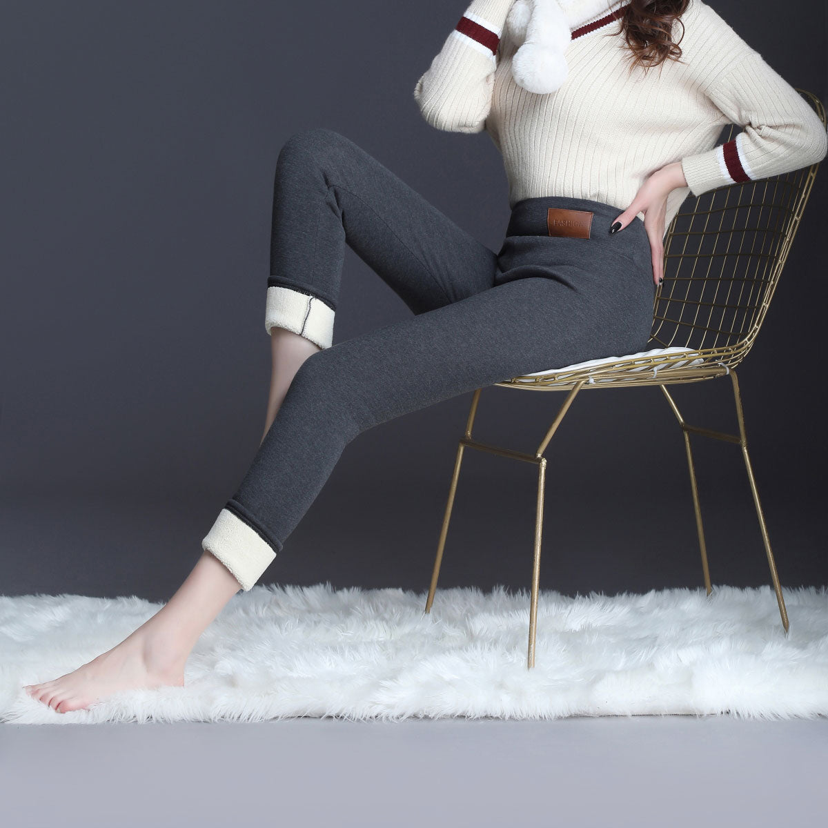 Ekstra Tykke Lamb Velvet Leggings Til Kvinder Til Yderbrug Plus Fløjl Fortykning Stræk Til Store Størrelser Til Øget Varmebukser