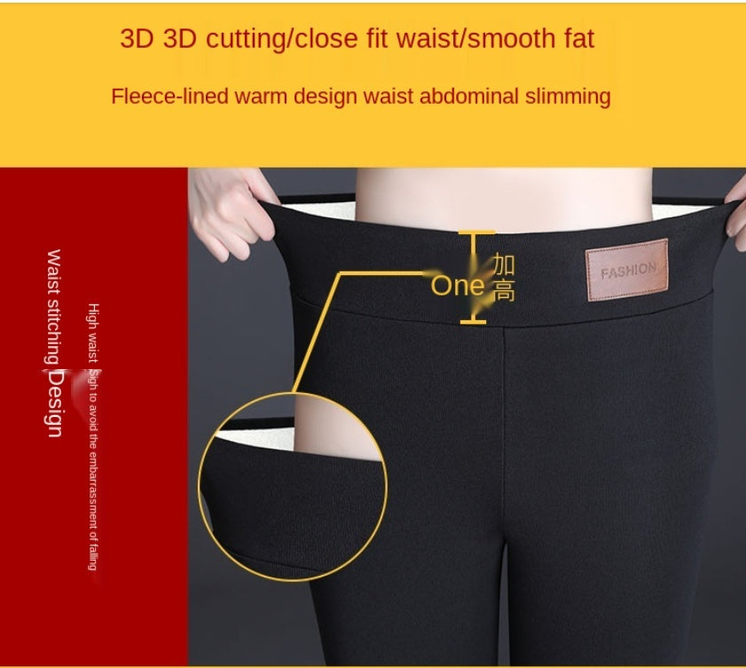 Ekstra Tykke Lamb Velvet Leggings Til Kvinder Til Yderbrug Plus Fløjl Fortykning Stræk Til Store Størrelser Til Øget Varmebukser