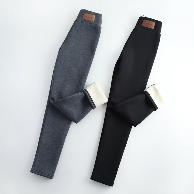 Ekstra Tykke Lamb Velvet Leggings Til Kvinder Til Yderbrug Plus Fløjl Fortykning Stræk Til Store Størrelser Til Øget Varmebukser