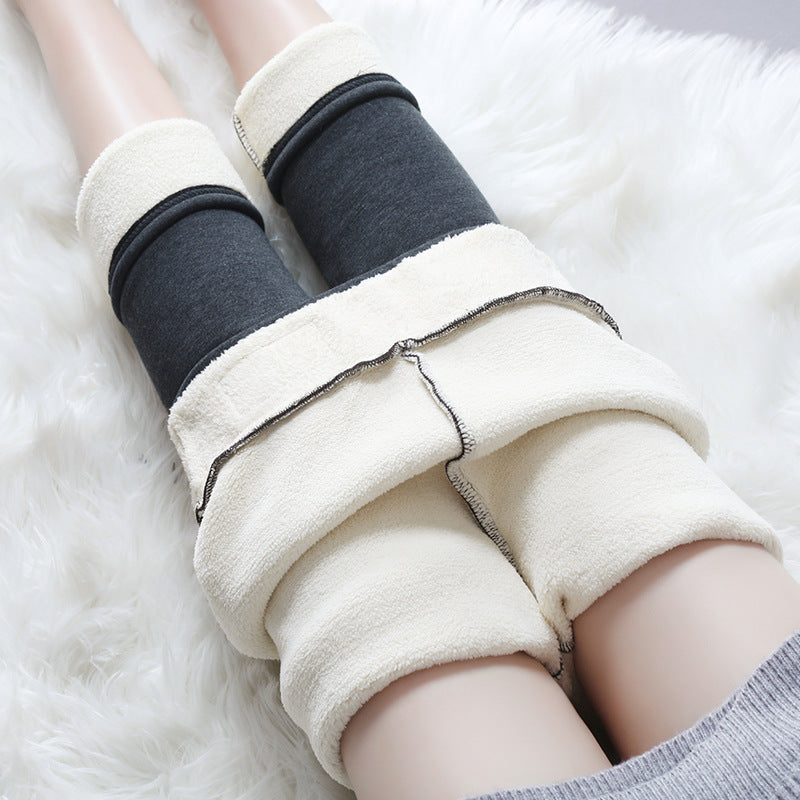 Ekstra Tykke Lamb Velvet Leggings Til Kvinder Til Yderbrug Plus Fløjl Fortykning Stræk Til Store Størrelser Til Øget Varmebukser