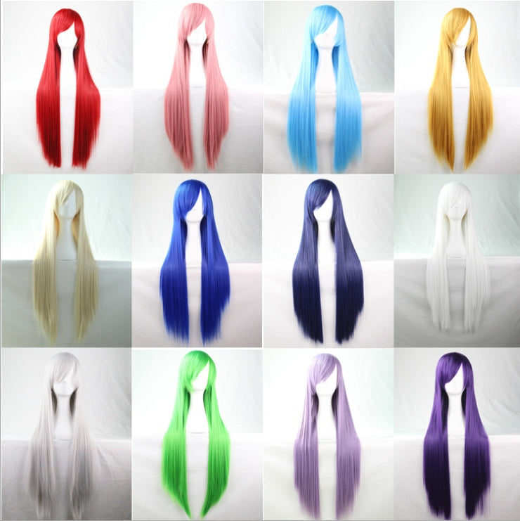 Cos Wig Color Long Straight Hair Cosplay Wig European And American Animation Hot Selling Spot 80cm Fake Found Goods