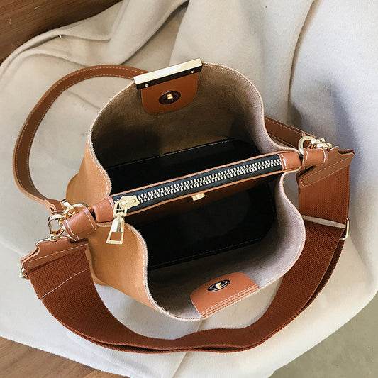 Crossbody Shoulder Bag Korean Fashion Frosted Bucket Bag