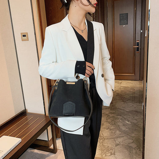 Crossbody Shoulder Bag Korean Fashion Frosted Bucket Bag