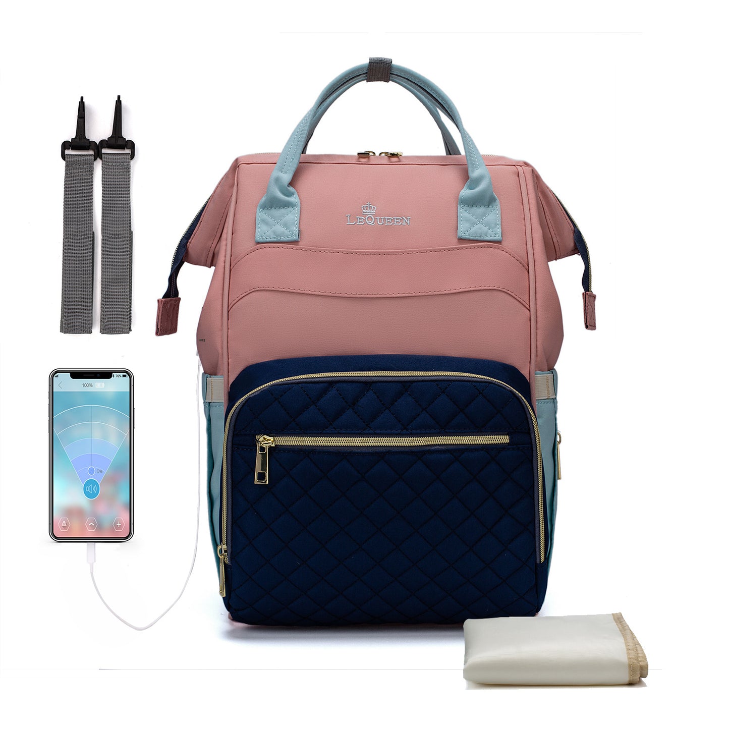 Lequeen Mommy Bag Multifunctional Backpack Large Capacity Maternal And Baby Bag Mom Bag Cross-Border Backpack Upgraded Version