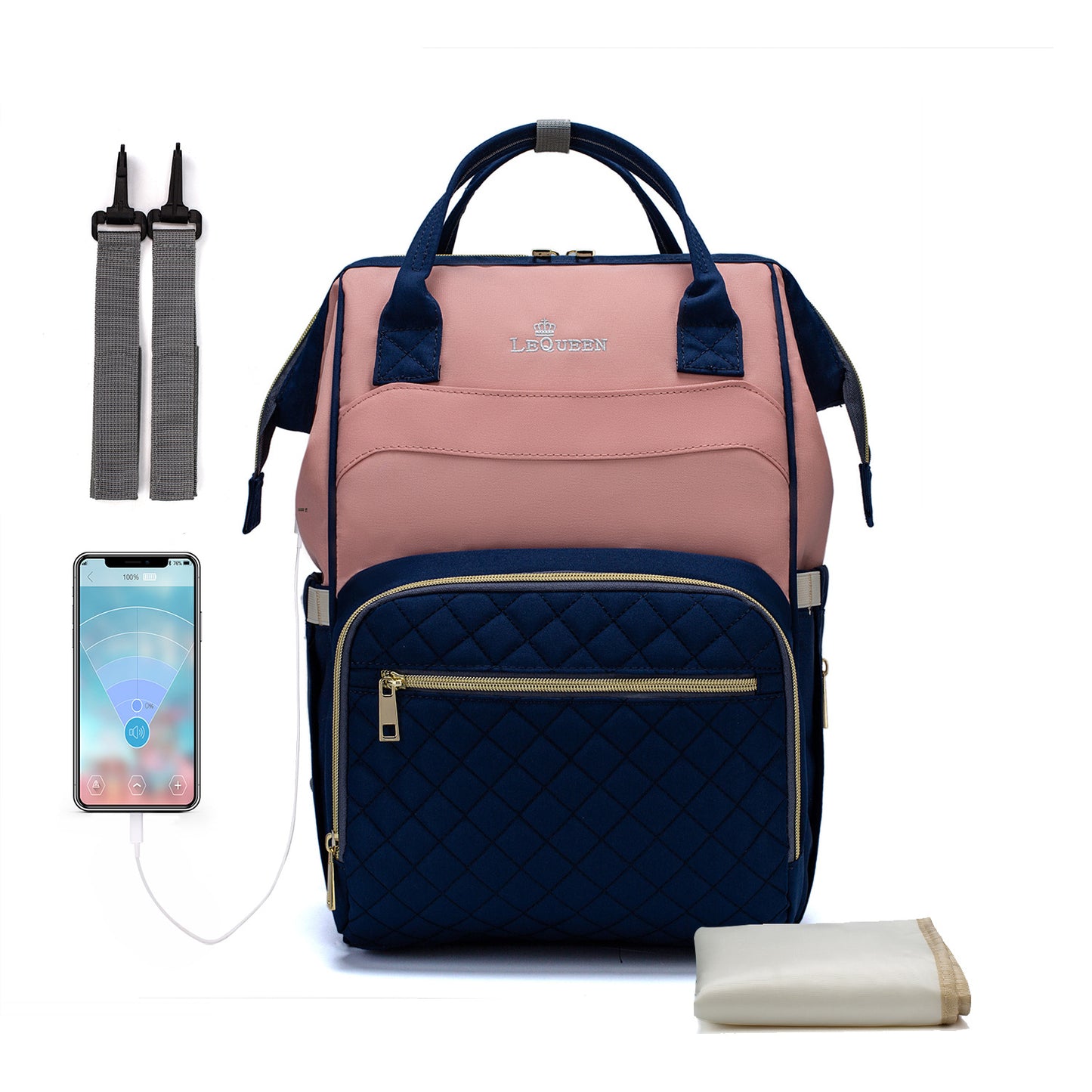 Lequeen Mommy Bag Multifunctional Backpack Large Capacity Maternal And Baby Bag Mom Bag Cross-Border Backpack Upgraded Version