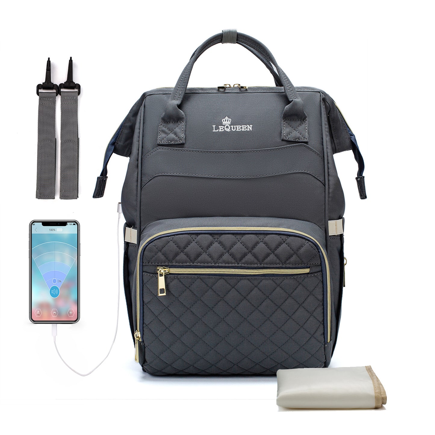 Lequeen Mommy Bag Multifunctional Backpack Large Capacity Maternal And Baby Bag Mom Bag Cross-Border Backpack Upgraded Version