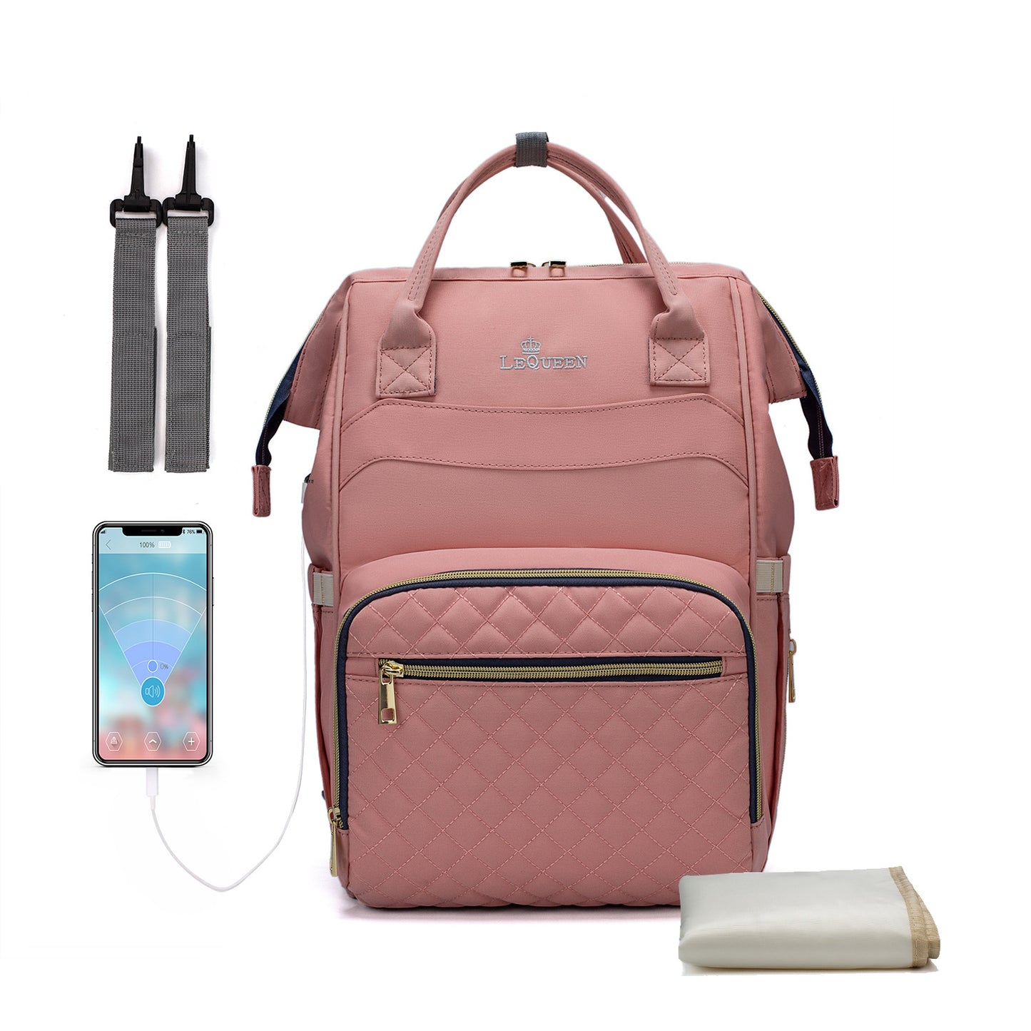 Lequeen Mommy Bag Multifunctional Backpack Large Capacity Maternal And Baby Bag Mom Bag Cross-Border Backpack Upgraded Version