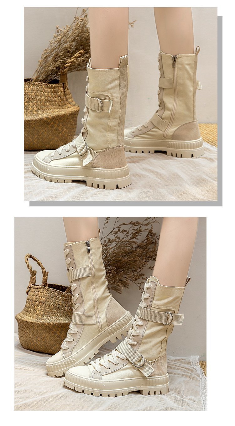 British Style Martin Boots Women's Thin Section Spring And Autumn New High-Top Shoes Thick-Soled Thin Locomotive Boots