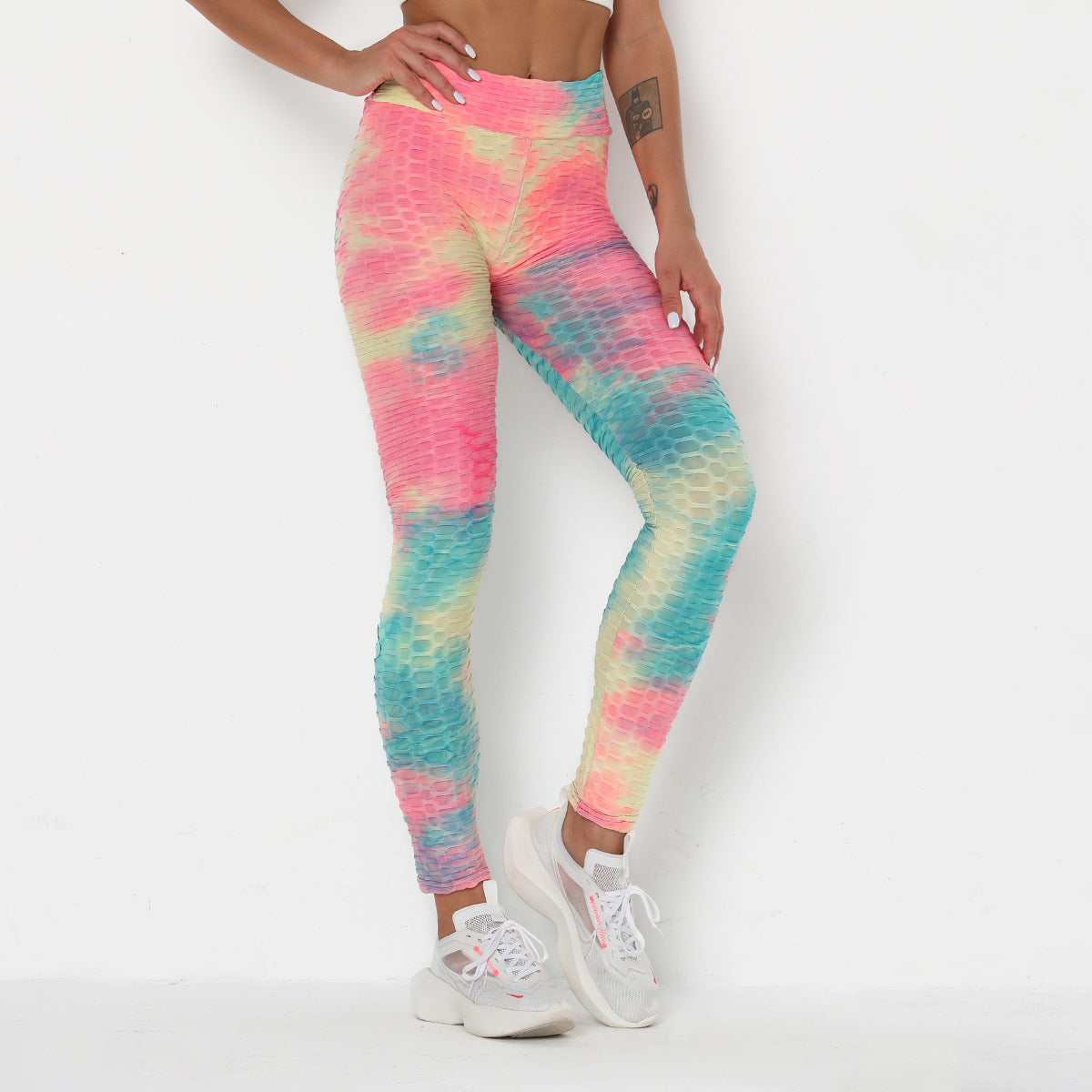 Women's Ink Jacquard Tie-Dye Yoga Pants Slim Hip-Up Sports Fitness Pants