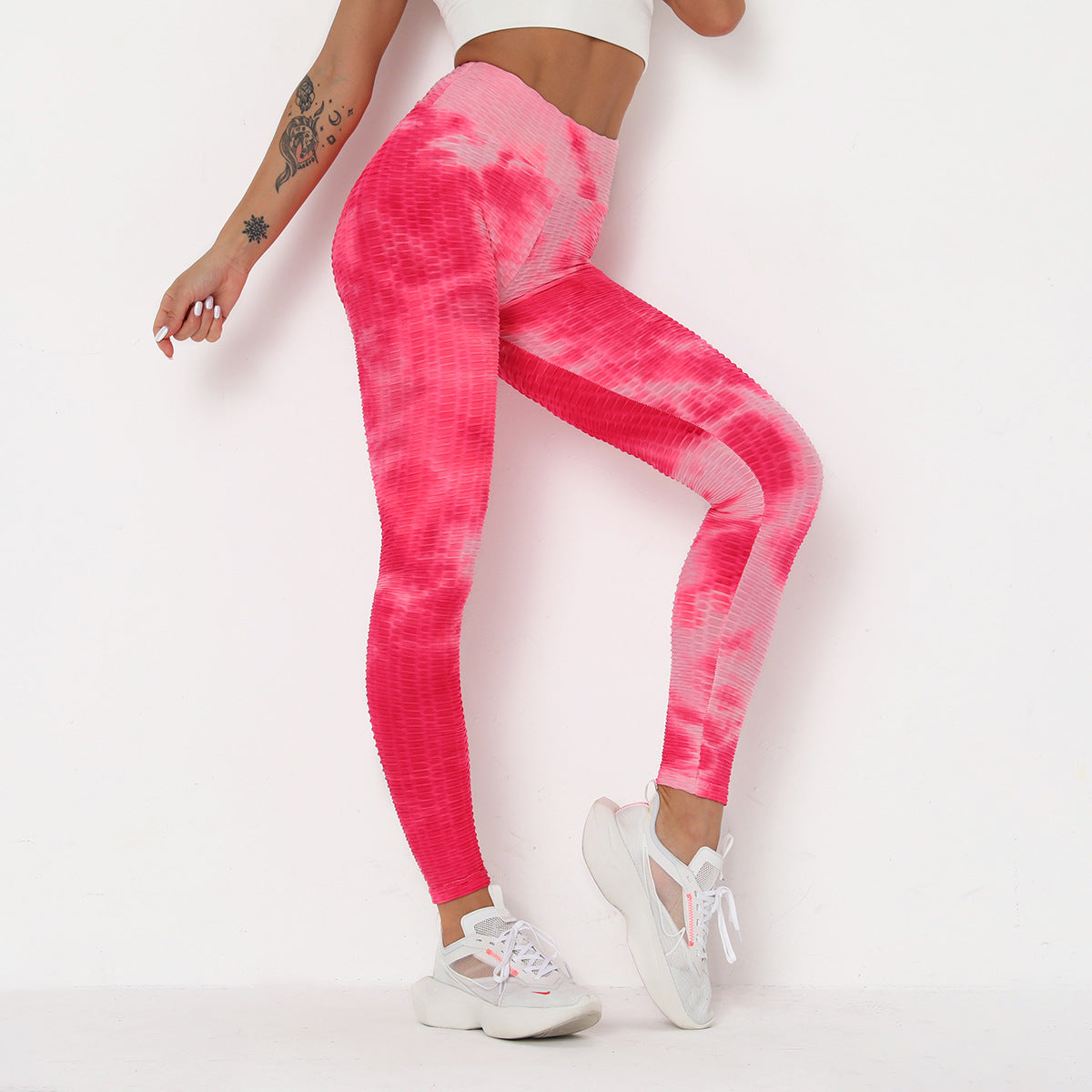 Women's Ink Jacquard Tie-Dye Yoga Pants Slim Hip-Up Sports Fitness Pants