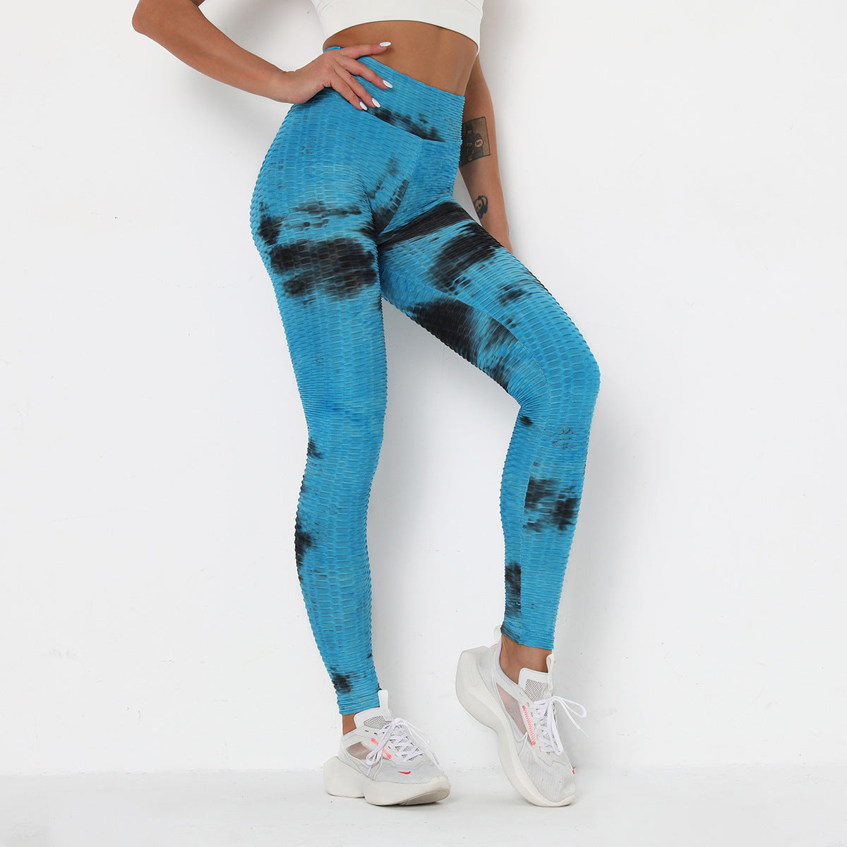 Women's Ink Jacquard Tie-Dye Yoga Pants Slim Hip-Up Sports Fitness Pants