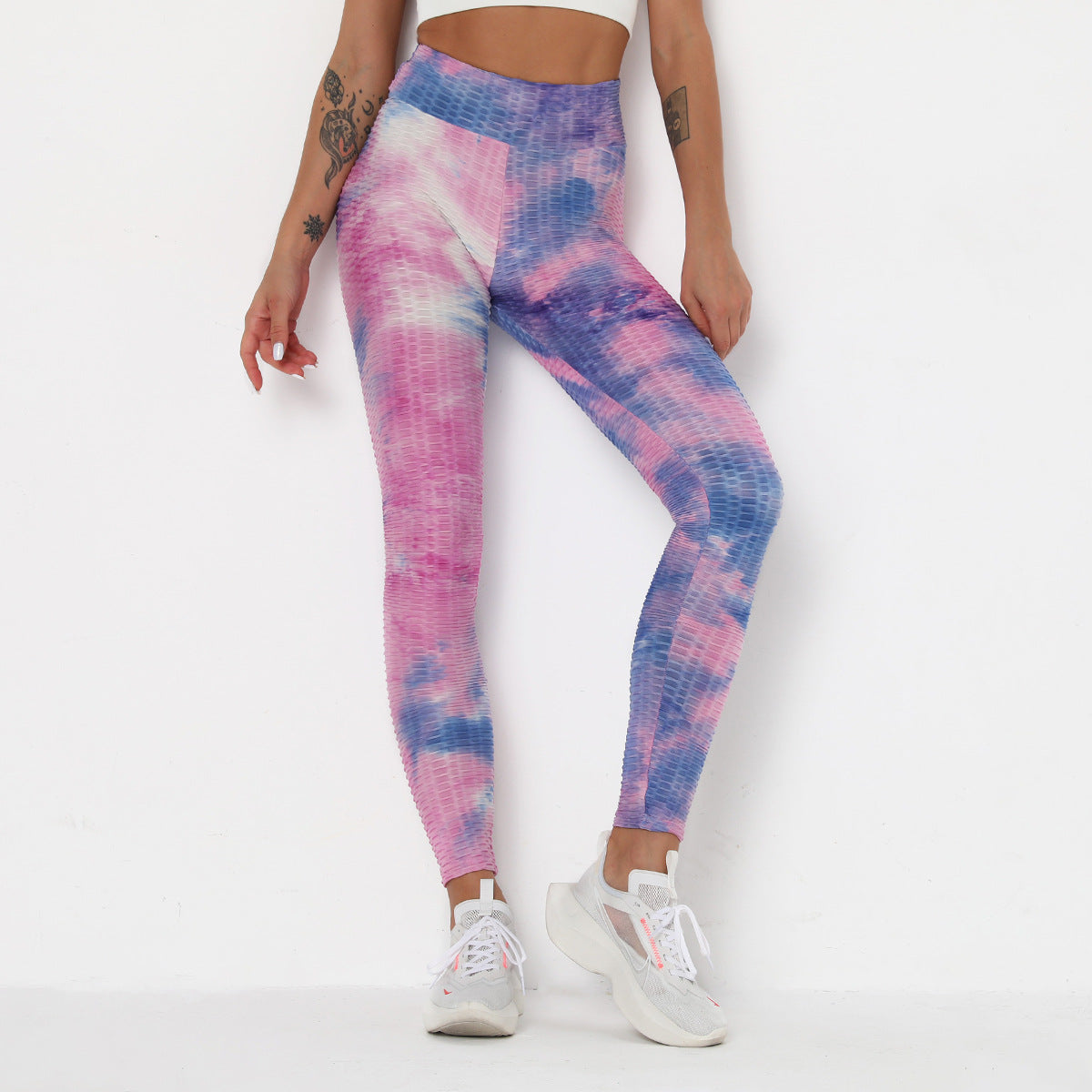 Women's Ink Jacquard Tie-Dye Yoga Pants Slim Hip-Up Sports Fitness Pants
