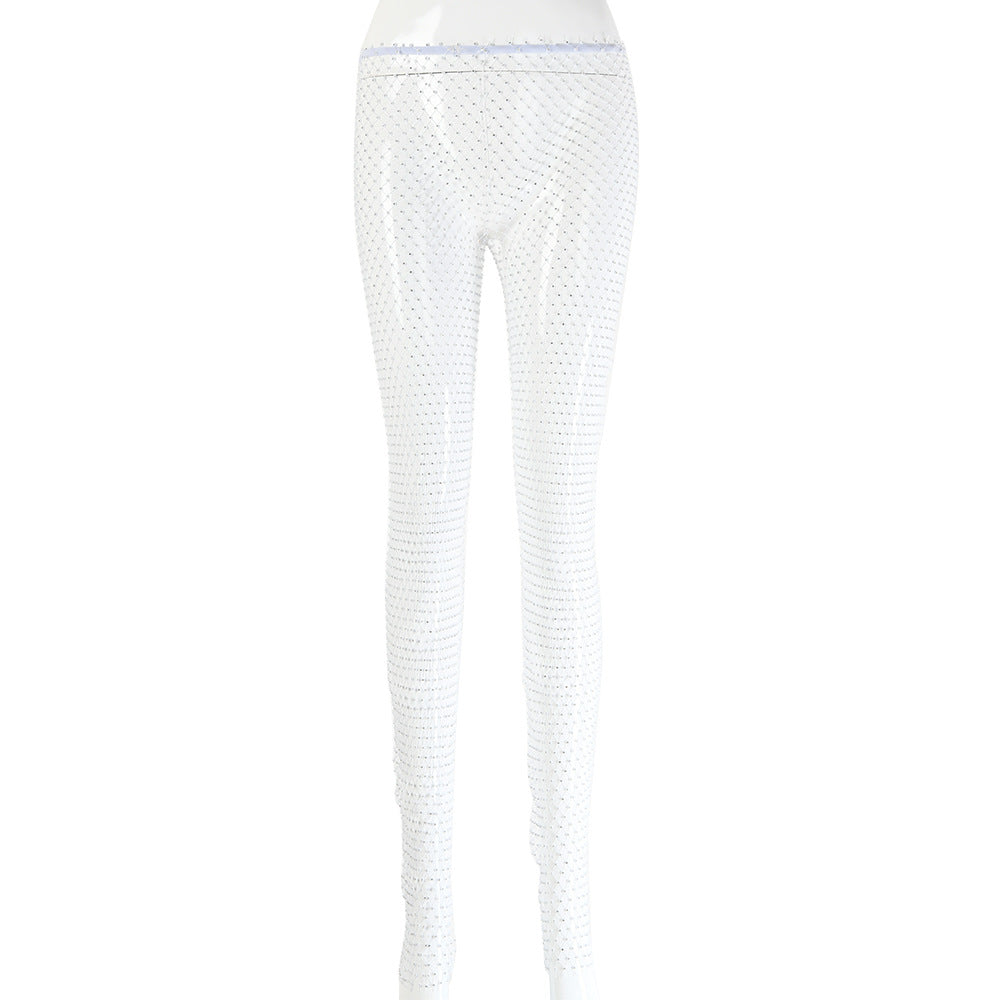 Summer New Mesh  Diamond Pants