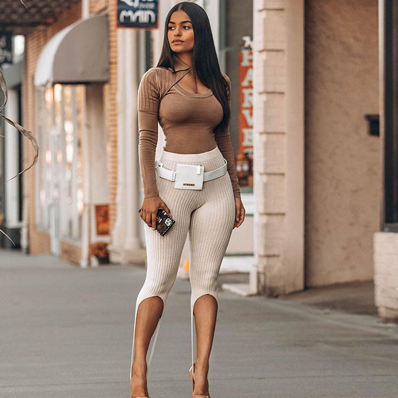 International Station Hot Sale Women'S Solid Color Stepped Sexy Pit Pants