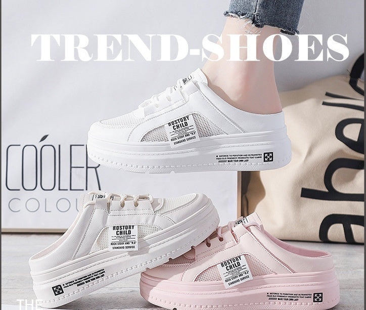 Summer Mesh Lazy One-foot Thick-soled Semi-support Shoes