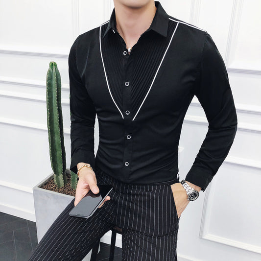 Men's Long Sleeve Shirt Fashion Slim Top Cardigan