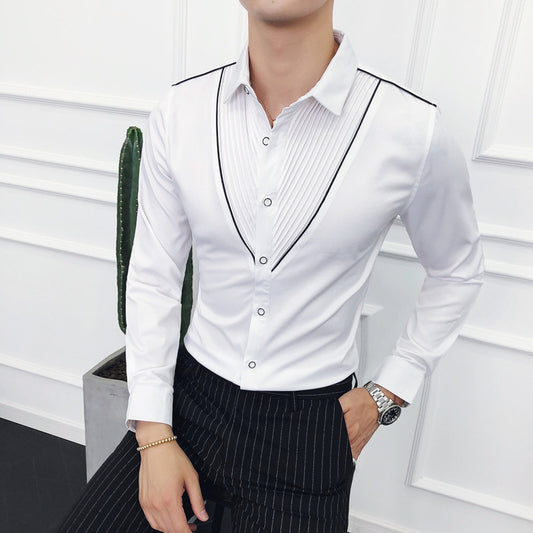 Men's Long Sleeve Shirt Fashion Slim Top Cardigan