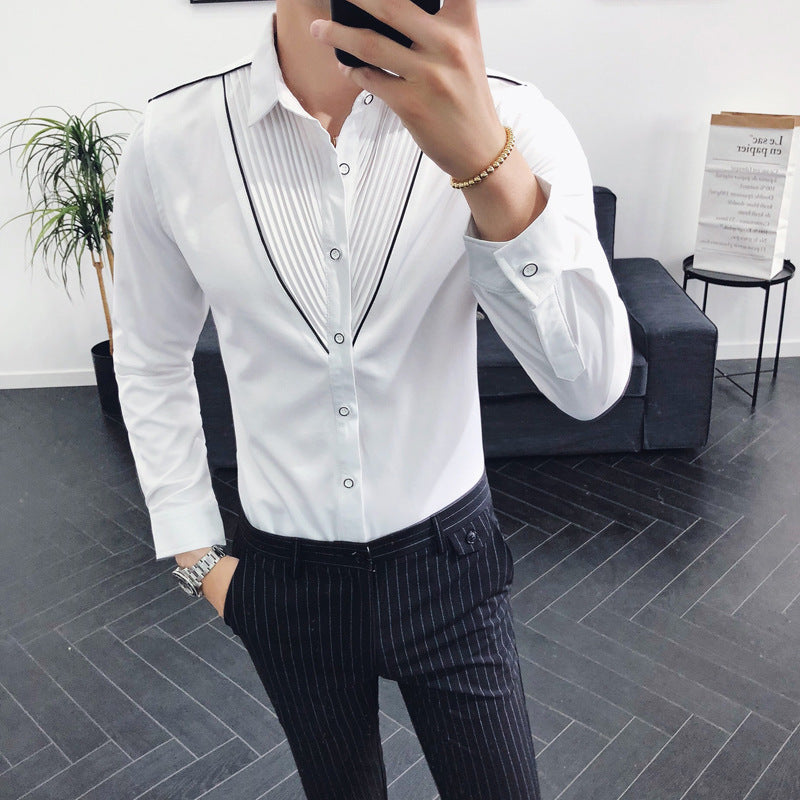 Men's Long Sleeve Shirt Fashion Slim Top Cardigan