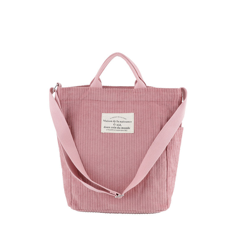 Literary And Art Simple One-Shoulder Messenger Corduroy Bag Sen Series Large-Capacity Handbag