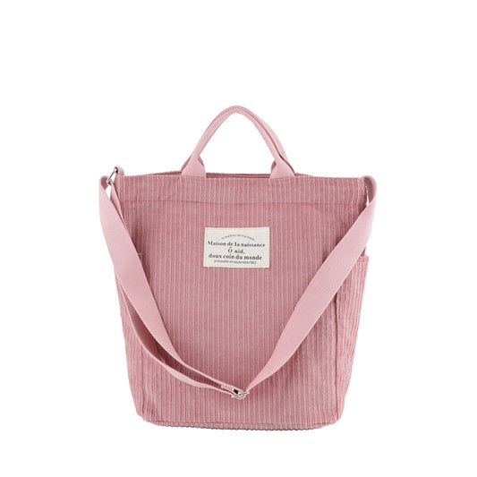 Literary And Art Simple One-Shoulder Messenger Corduroy Bag Sen Series Large-Capacity Handbag