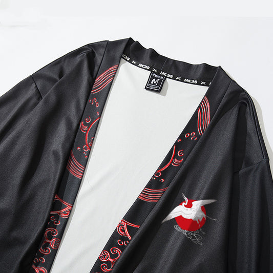 Crane Road Robe Men's Hanfu Cardigan Japanese Sunscreen Clothing