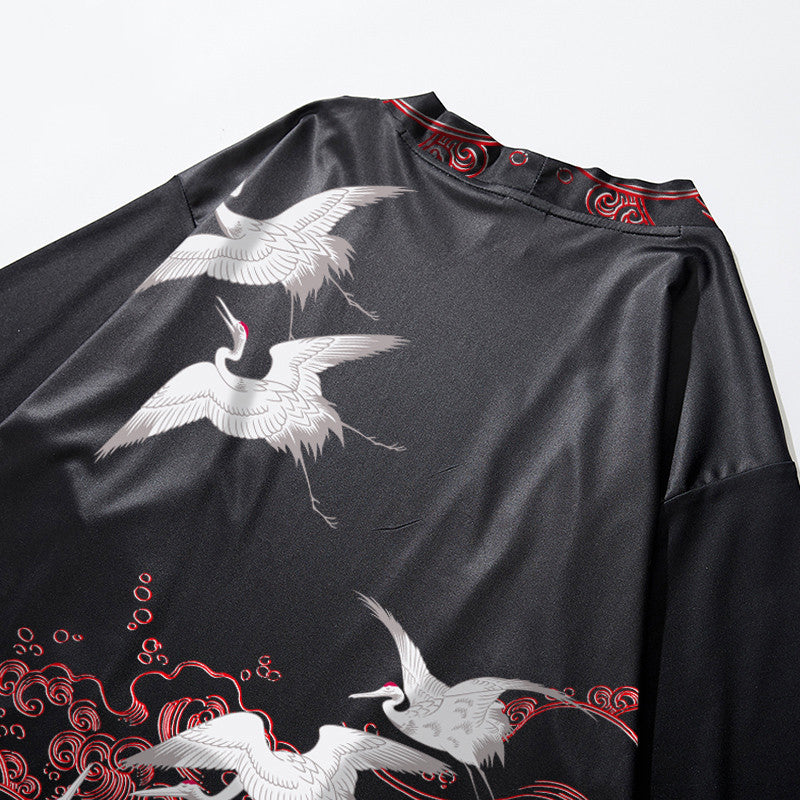 Crane Road Robe Men's Hanfu Cardigan Japanese Sunscreen Clothing