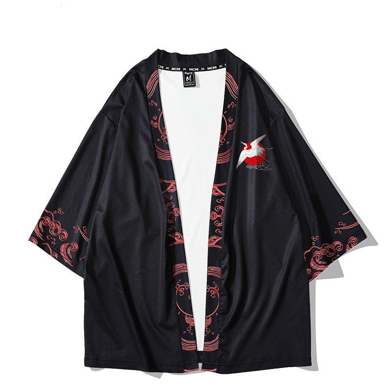 Crane Road Robe Men's Hanfu Cardigan Japanese Sunscreen Clothing