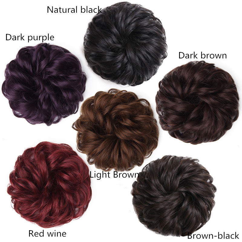 Head Flower Hair Bag Wig Hair Ring Female Curly Hair Natural Flower Bud Head Hair Style Rubber Band Hair Fluffy Imitation
