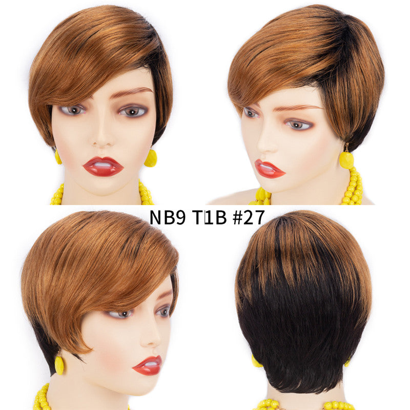 Oblique Bangs Reverse Warped Fluffy Black Gold Gradient Headgear
