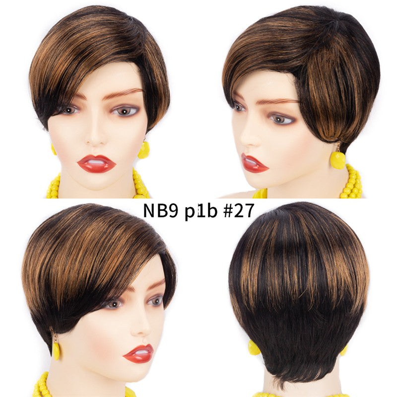 Oblique Bangs Reverse Warped Fluffy Black Gold Gradient Headgear