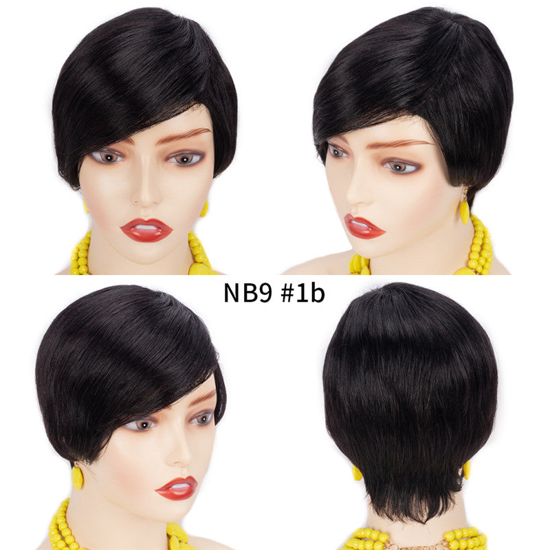 Oblique Bangs Reverse Warped Fluffy Black Gold Gradient Headgear
