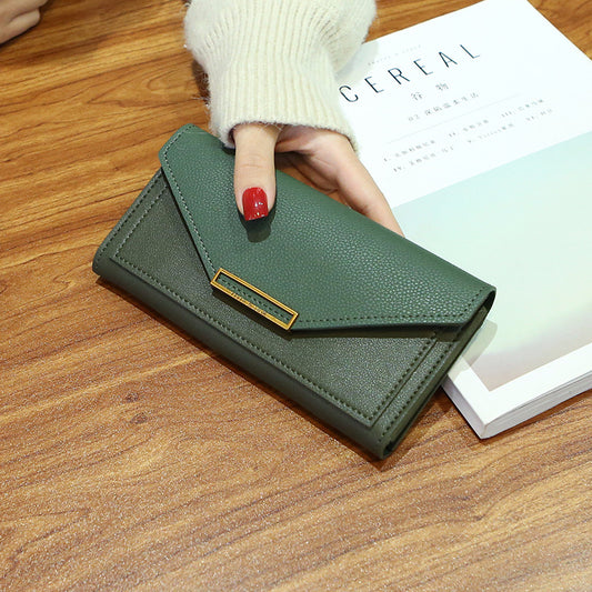 Wallet New Female Korean Style Trendy Personality Long Paragraph Small Fresh Multi-Function Buckle Japanese And Korean Retro Thin Coin Purse