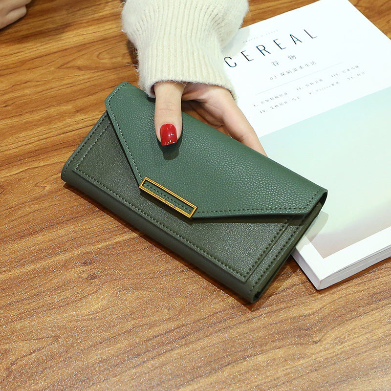 Wallet New Female Korean Style Trendy Personality Long Paragraph Small Fresh Multi-Function Buckle Japanese And Korean Retro Thin Coin Purse