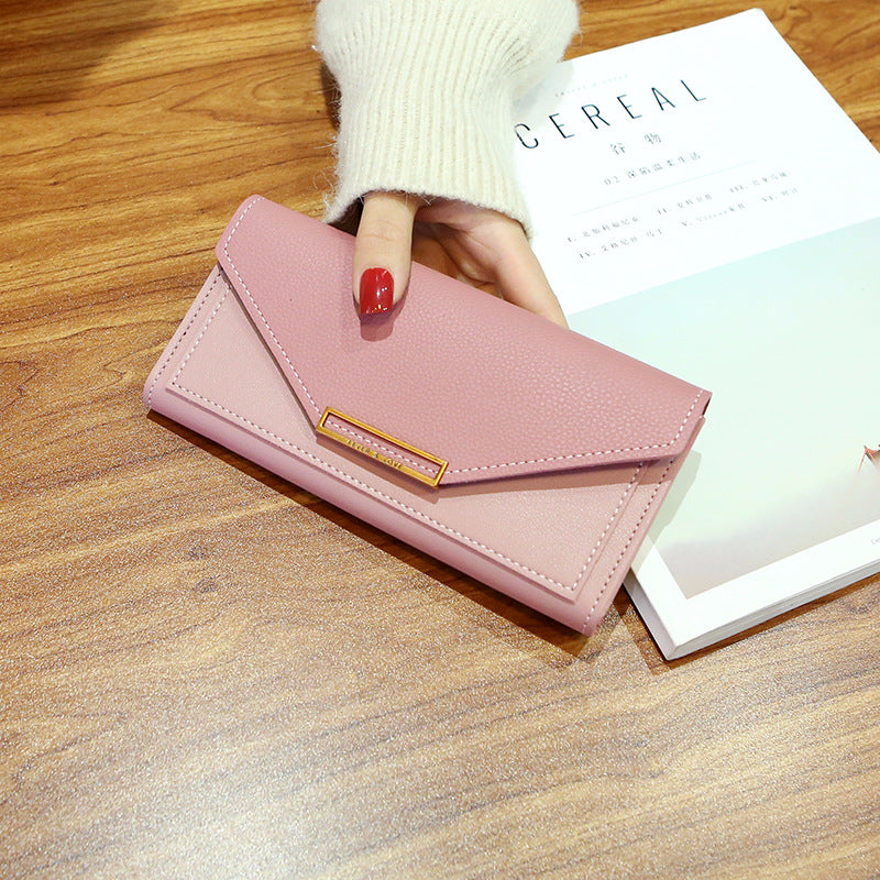 Wallet New Female Korean Style Trendy Personality Long Paragraph Small Fresh Multi-Function Buckle Japanese And Korean Retro Thin Coin Purse