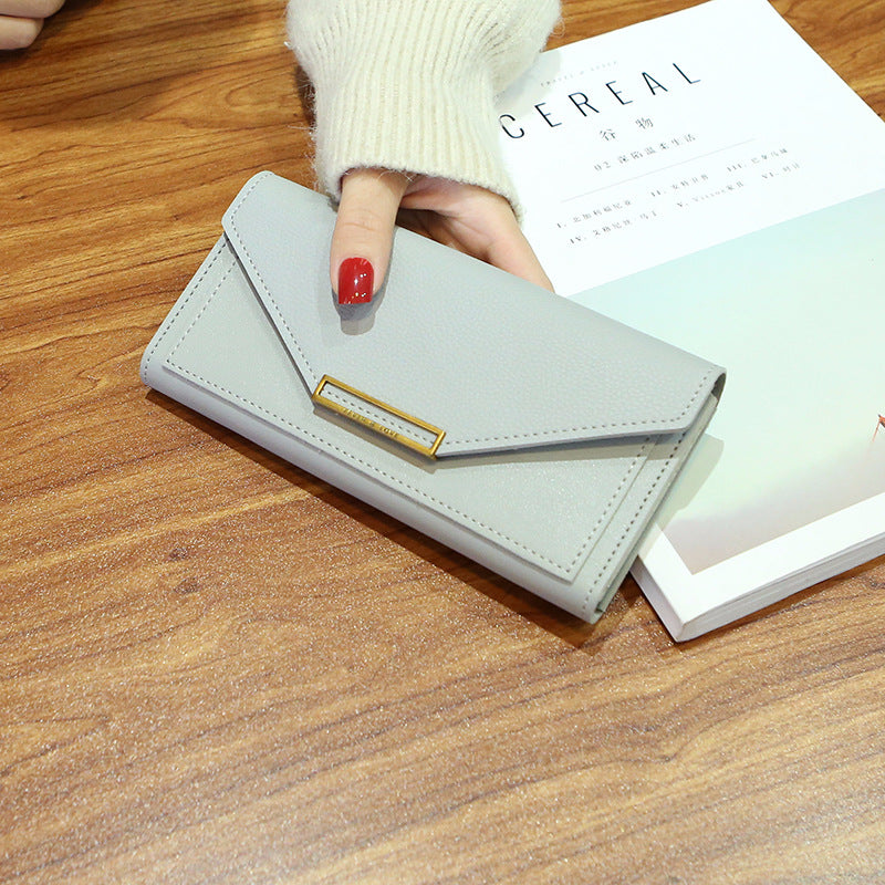 Wallet New Female Korean Style Trendy Personality Long Paragraph Small Fresh Multi-Function Buckle Japanese And Korean Retro Thin Coin Purse