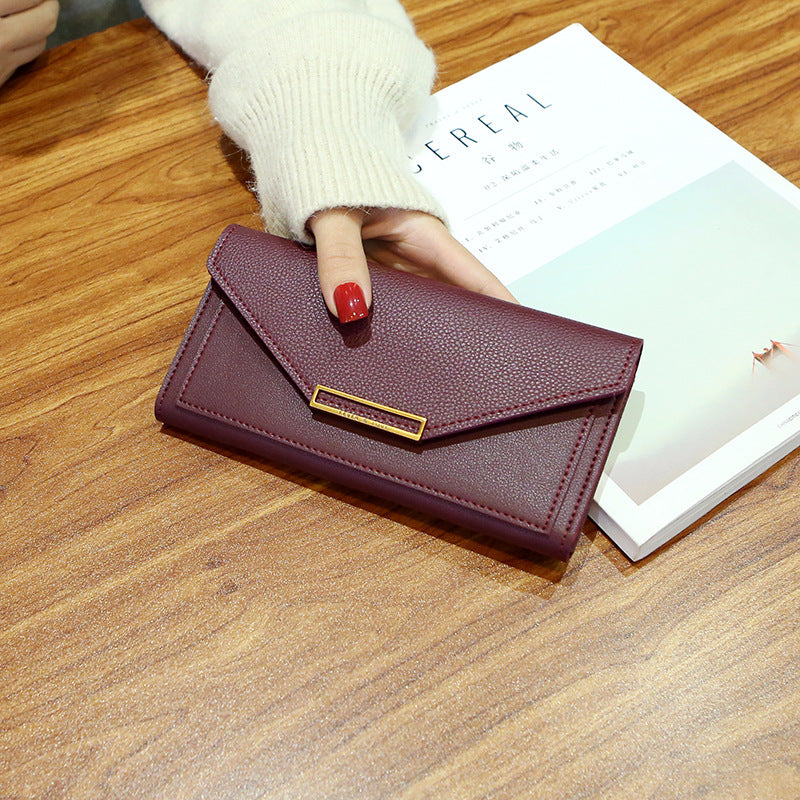 Wallet New Female Korean Style Trendy Personality Long Paragraph Small Fresh Multi-Function Buckle Japanese And Korean Retro Thin Coin Purse