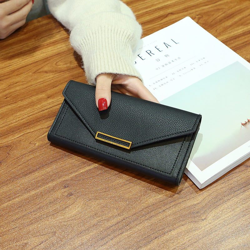 Wallet New Female Korean Style Trendy Personality Long Paragraph Small Fresh Multi-Function Buckle Japanese And Korean Retro Thin Coin Purse