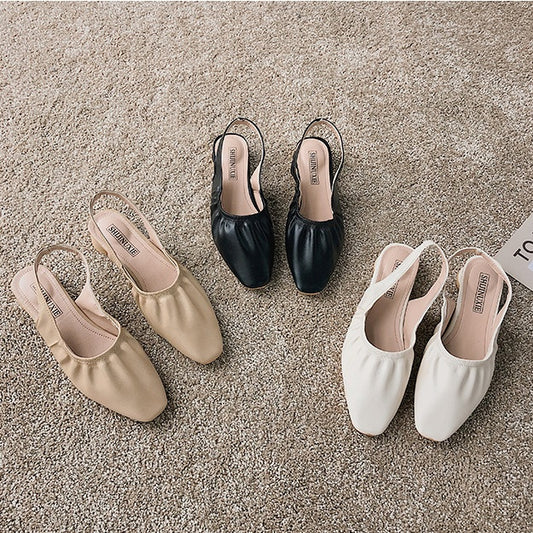 Retro round low heel shoes