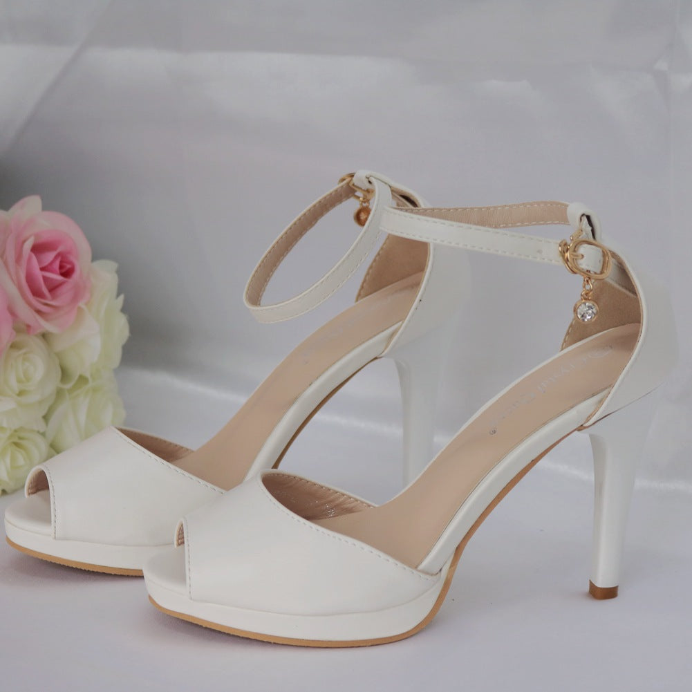 Stiletto High Heeled Fish Mouth Women'S Sandals With A Buckle Strap Casual Working Women'S Shoes