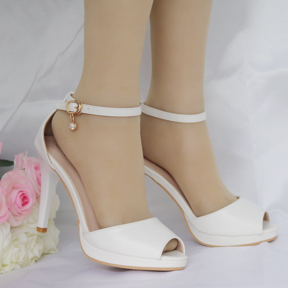 Stiletto High Heeled Fish Mouth Women'S Sandals With A Buckle Strap Casual Working Women'S Shoes