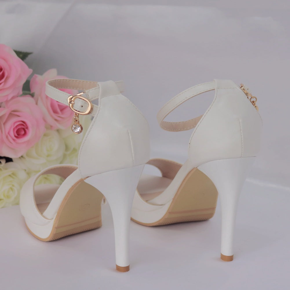 Stiletto High Heeled Fish Mouth Women'S Sandals With A Buckle Strap Casual Working Women'S Shoes
