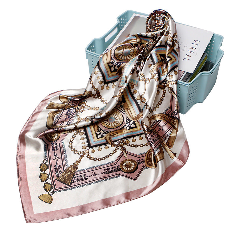 Dame Mode Bandana Tørklæde Trykt Silke Satin Hårtørklæde Bandana 90.90Cm Firkantet Tørklæde Hårbånd Dame Tørklæde
