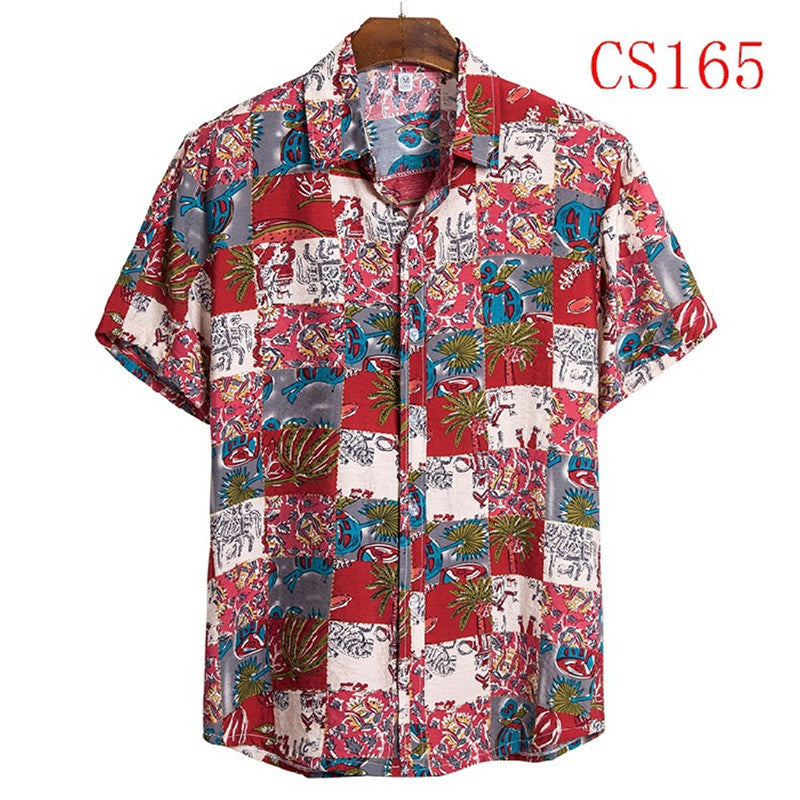 Flower Shirt Series High-quality Cotton Short-sleeved Lapel Shirt